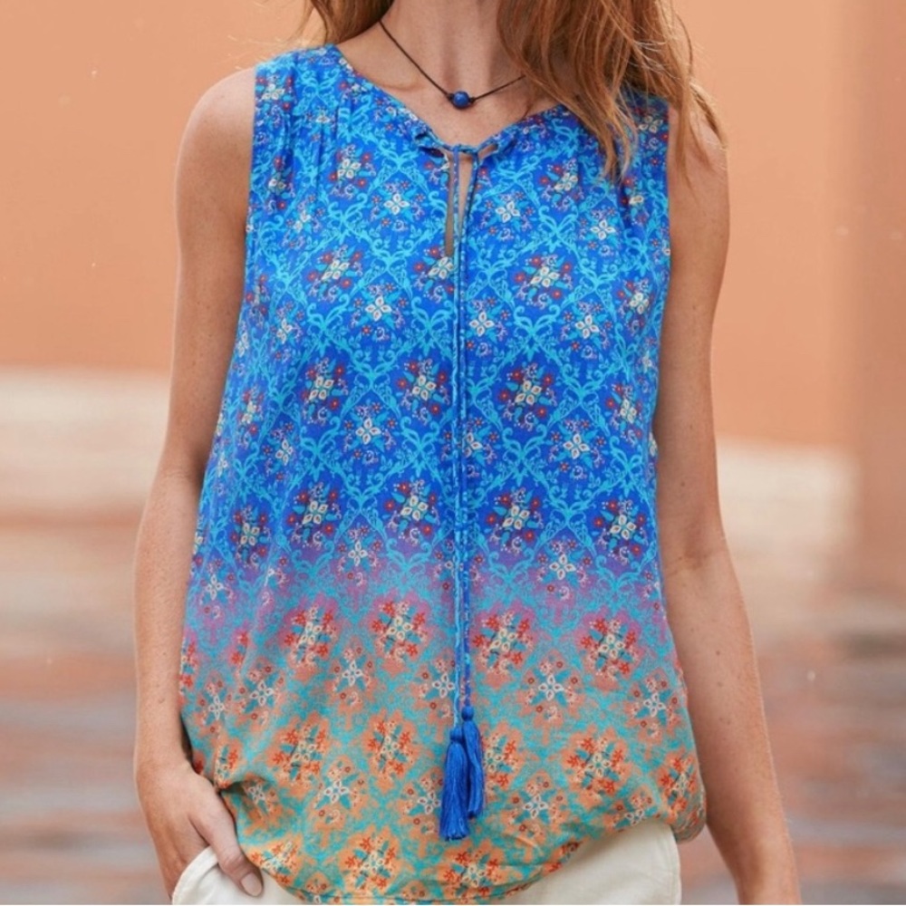 Sundance Ocean Sky Tank Tassel Tie Size S